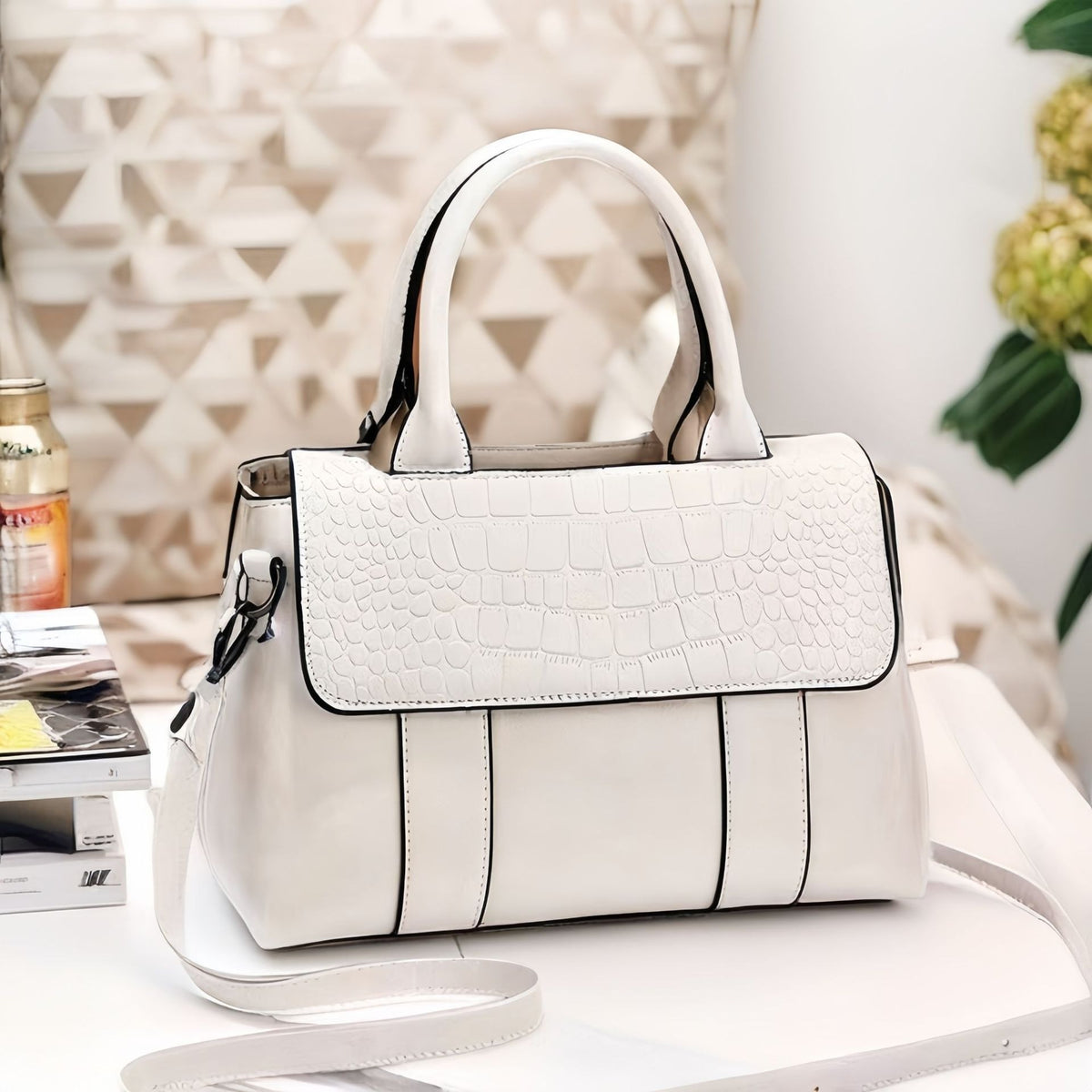 Camille Croc-Effect Crossbody